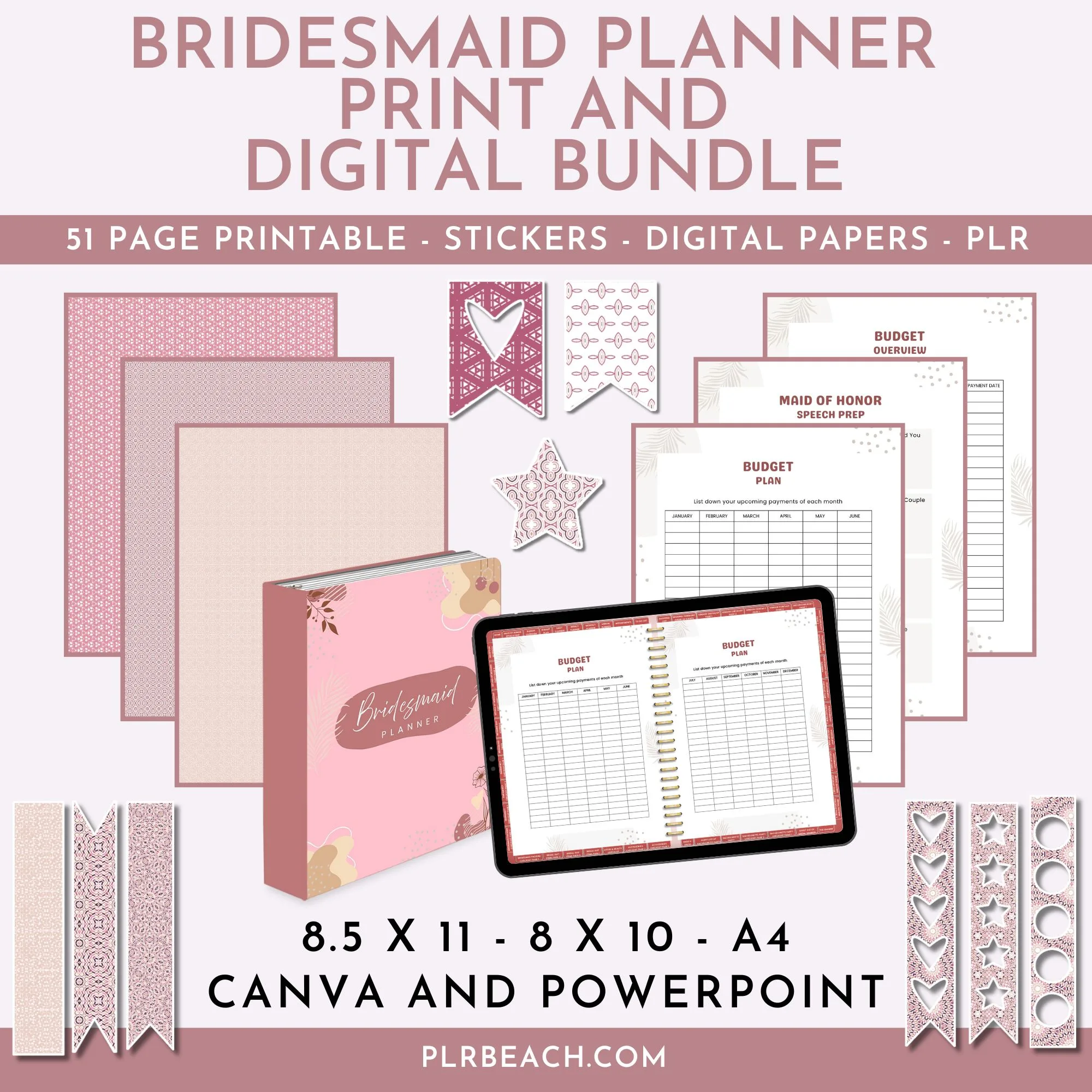 bridesmaid planner print and digital bundle