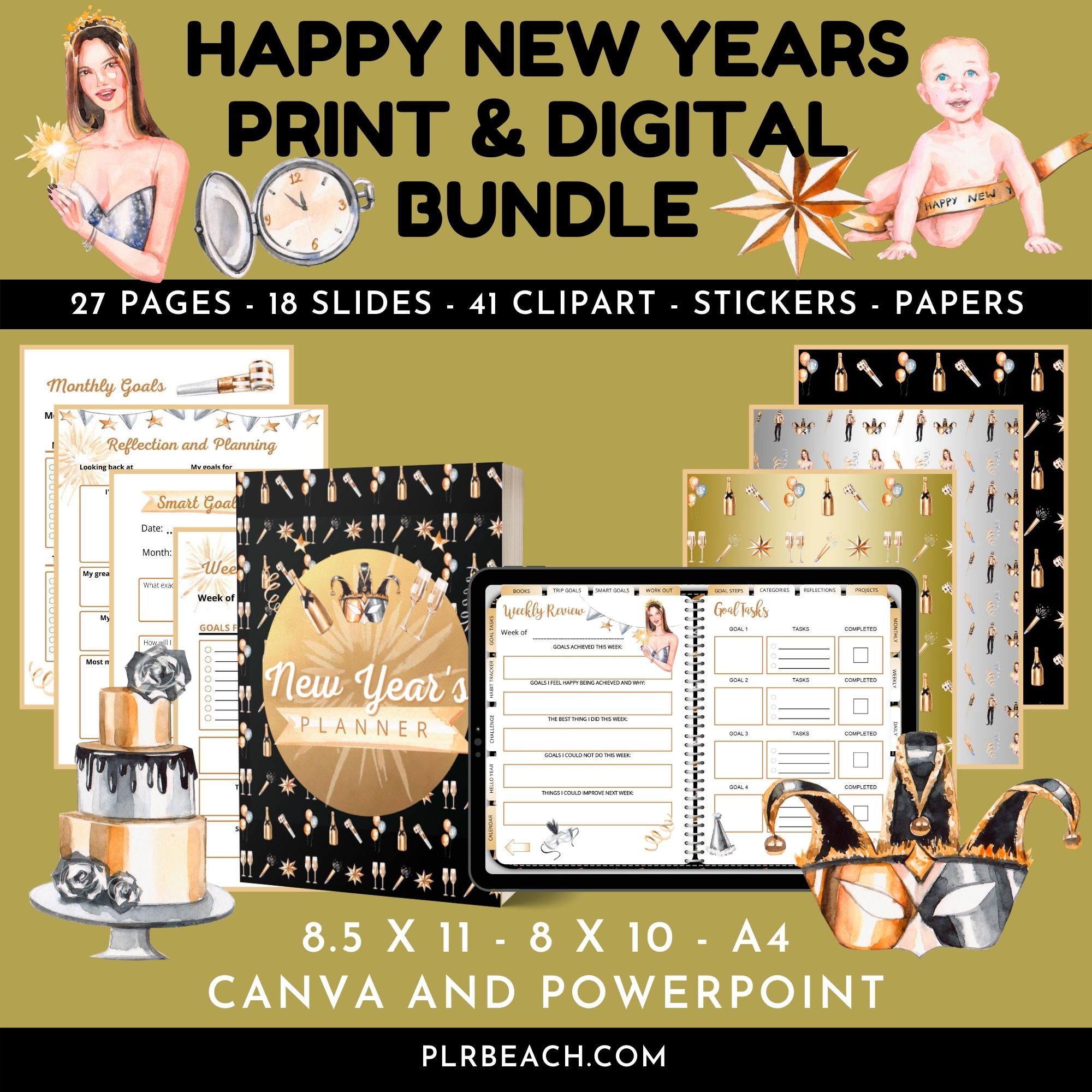 happy new year's print and digital bundle