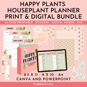 happy plants houseplant planner print and digital bundle