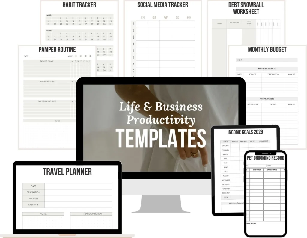 life & business productivity templates listing