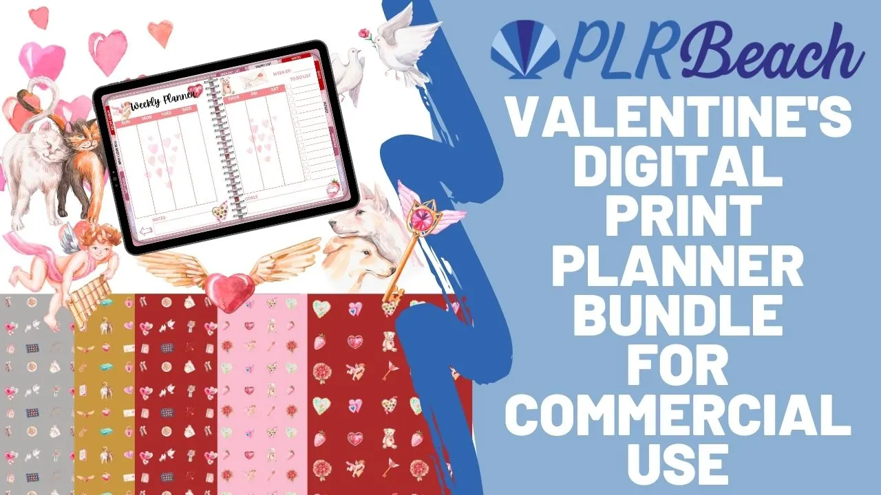 valentines day print and print-digital planner bundle
