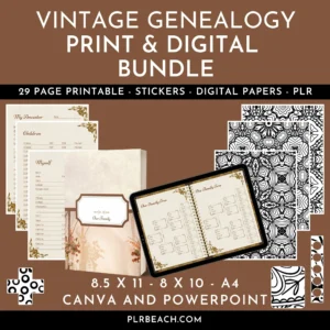 vintage genealogy print and digital bundle