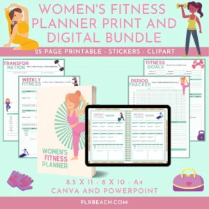 women's fitness planner print and digital bundle