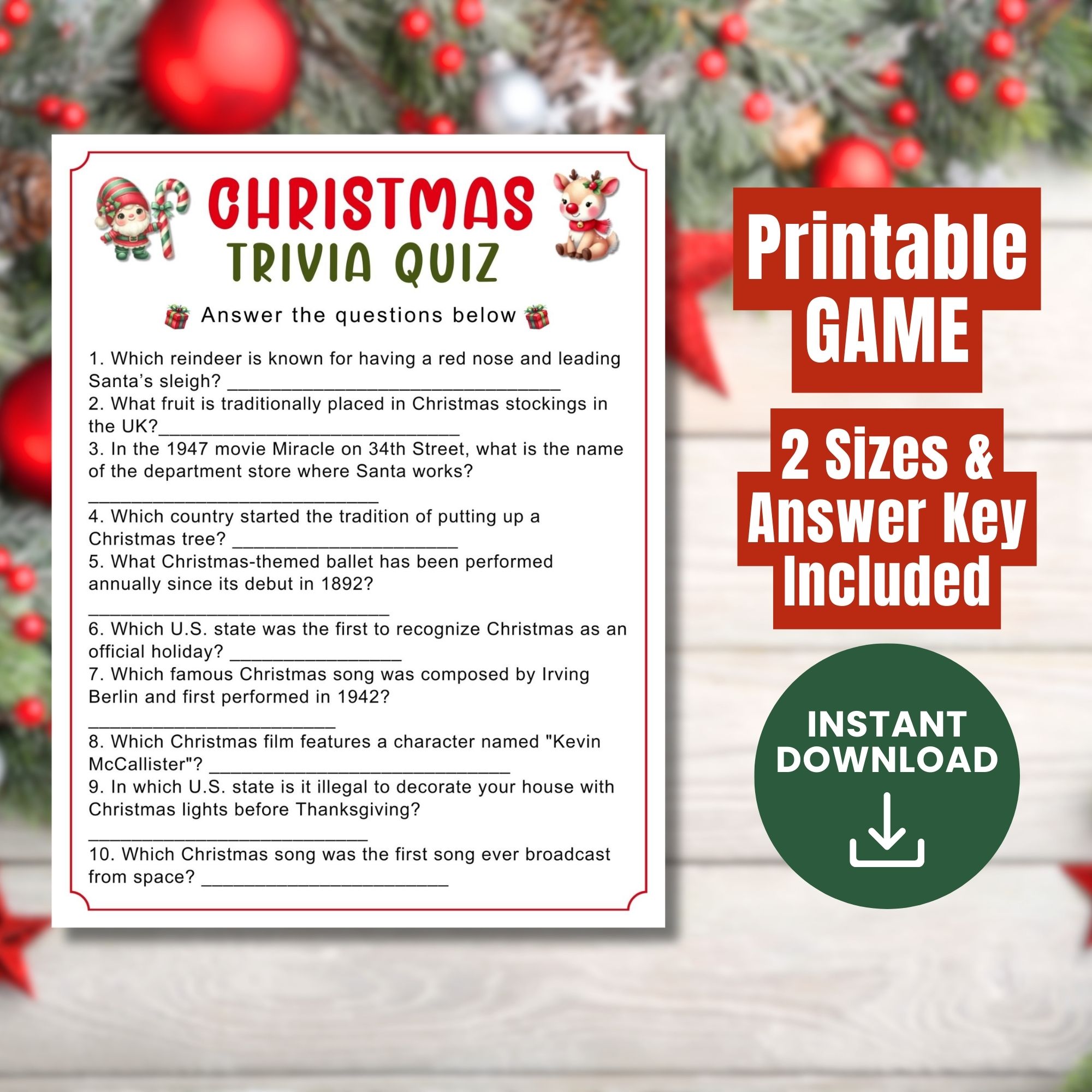 Christmas Trivia Quiz Game